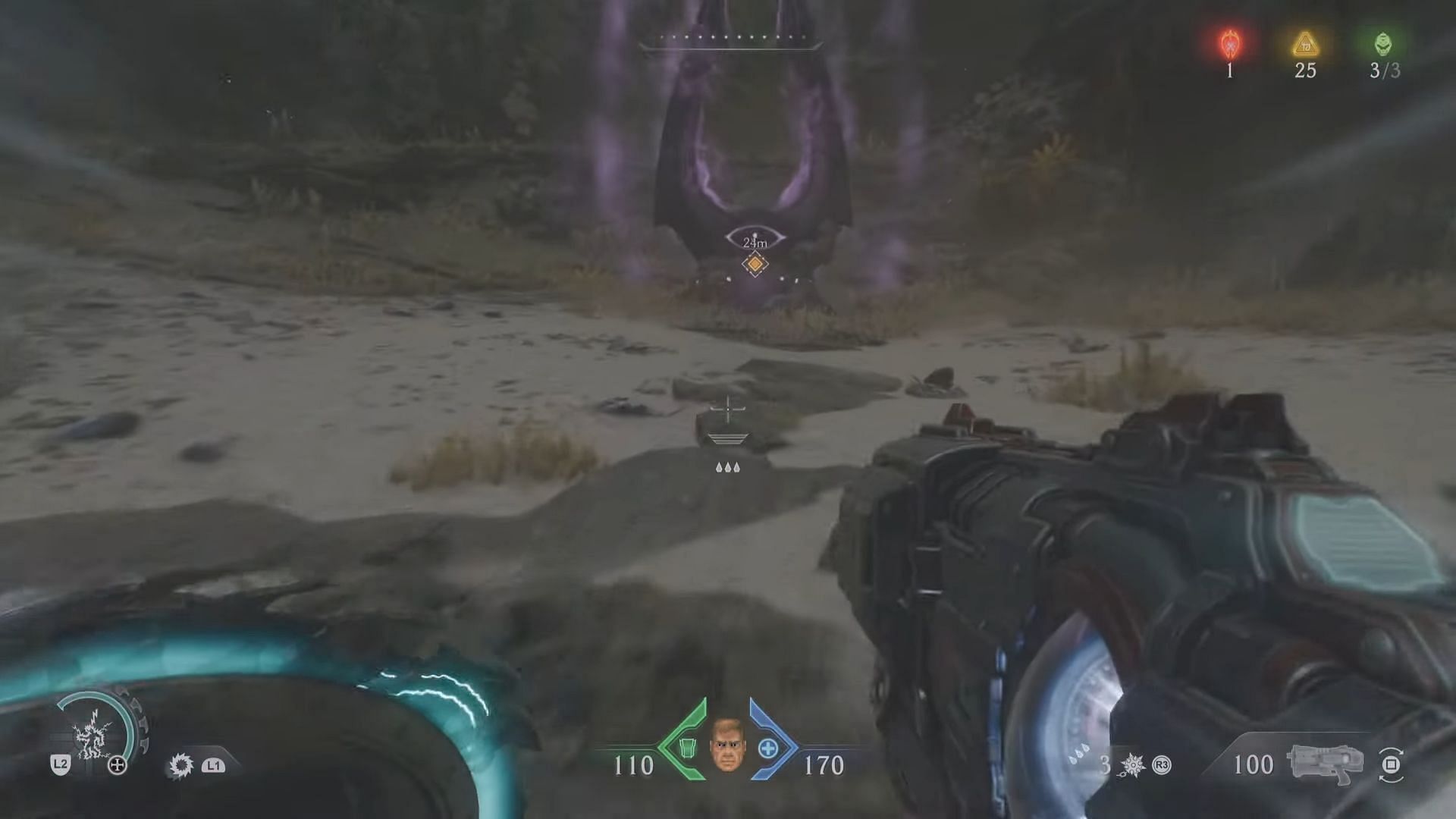 Destroy the Stasis Emitters to make the Cage vulnerable (Image via Sportskeeda Gaming | Bethesda Softworks)